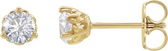 Diamond2Deal 14K Gold 1/2ct Lab-Grown Diamond Fleur-de-Lis Earrings Clarity SI, Color G-H