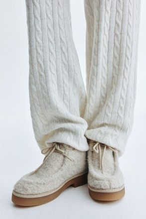 H&M Lace-up Boots in Light Beige at Nordstrom, Size 11