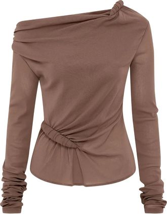 Paris Georgia Croissant top met geknoopt detail - Bruin