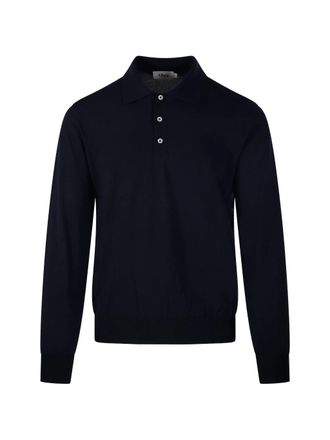 Altea Black Polo Long-Sleeve Tailored Cotton Polo