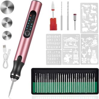 OEM L&aacute;piz De Grabado El&eacute;ctrico De 37 Bits, M&aacute;quina De Grabado Inal&aacute;mbrica Recargable Por Usb, Adecuada Para Grabar Joyas, Madera, Vidrio Y Piedra (rosa Ro
