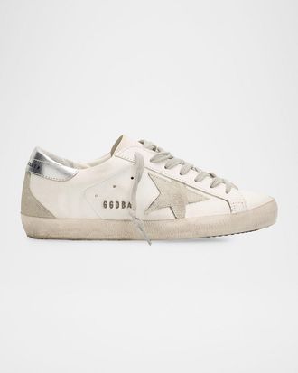 Golden Goose Men & apos;s Super-Star Metal-Logo Leather Low-Top Sneakers