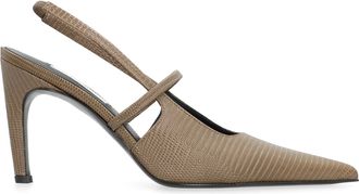Toteme Womens Slingbacks Embossed Leather Khaki Calf Shoe