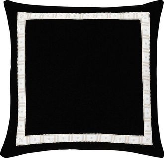 Ballard Designs Applique Trim Sunbrella Outdoor Pillow Cover - Canvas Black 20 x 20 - Ballard Designs