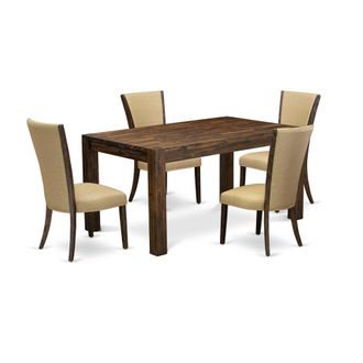 East West Furniture 5-Pc Dining Room Set- 4 Parson Dining Chairs and Modern Dining Room Table