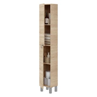Dmora Columna Nin, 3 Estantes, 2 Puertas, Reversible, 30x25x182h Cm Marr&oacute;n Roble
