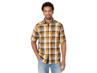 Fj&auml;llr&auml;ven Fjallglim Shirt Mens Long Sleeve Button Up Buckwheat Brown/Dark Navy : 2XL, Flannel/Polyester