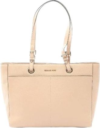 Michael Kors Pre-owned Tote Bags, female, Beige, Size: ONE SIZE Pre-owned JET SET Travel Leather Tote Bag