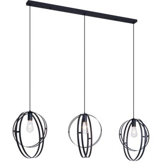 QAZQA Qazqa Dise&ntilde;o L&aacute;mpara Colgante De Dise&ntilde;o Negra Rectangular 3-luces - Indu Met&aacute;lica Alargada Adecuado Para Led Max. 3 X 15 Watt