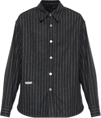 Song for the Mute Gestreepte Shirt - Heren - Overhemden - Grijs - Maat: L Wol