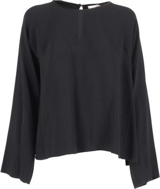 Forte_Forte Matte Anvers Satin Geborduurde Top - Dames - Blouses - Zwart - S - Satijn - Overhemden