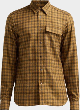 Kiton Men & apos;s Buba Plaid Cashmere Snap-Front Shirt