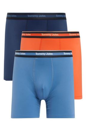 Tommy John 3-Pack Comfort Micro 6-Inch Boxer Briefs in Dress Blues/Orange/Blue at Nordstrom, Size Xx-Large