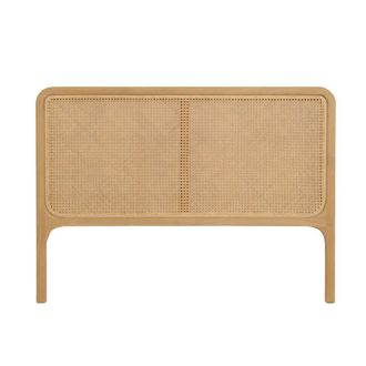 Wabi Home Cabecero de cama de madera maciza de sungkai y rat&aacute;n 105