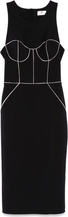 Elisabetta Franchi contrasting-piping midi dress - Neutrals