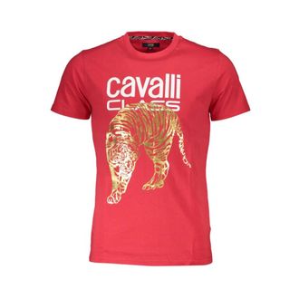 Cavalli T-Shirts, male, Red, Size: XL Printed Logo T-Shirt