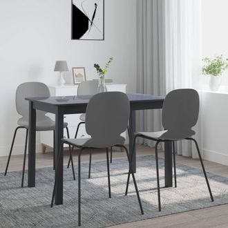 Berkfield Home Dining Table Black 114x71x75 cm Solid Rubber Wood | Size: 114 x 71 x 75 cm