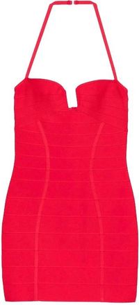 H&eacute;rve L&eacute;ger Halter Bandage Jurk - Dames - Feestkleedjes - Rood - M - Kleedjes