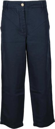 Tommy Hilfiger Broek - Dames - Straight fit broeken - Blauw - L - Katoen - Broeken