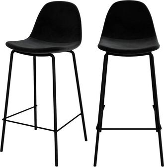 Rendez-Vous Déco Rendez-vous Déco - Set de 2 sillas para isla de cocina en terciopelo negro 65 cm - Henrik