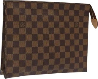 Louis Vuitton Tweedehands Canvas Louis Vuitton tassen - Dames - Vintage Clutch - Bruin - ONE Size - Leer - Vintage