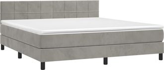 vidaXL Vidaxl - Cama Box Spring Con Colch&oacute;n Terciopelo Gris Claro 180x200 Cm