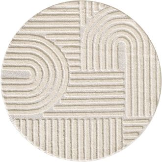 Nazar Rugs Alfombra de relieves geom&eacute;tricos crema redonda - d200 cm