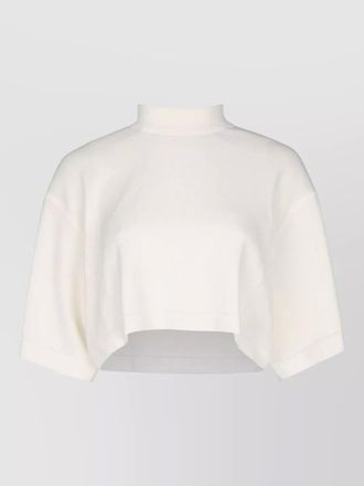 Alaia cropped knit top short sleeves mock neck