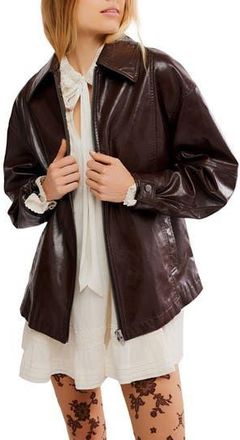 Free People Sloan Faux Leather Jacket in Chocolate at Nordstrom Rack, Size X-Large
