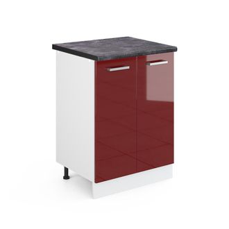 Vicco Mueble Bajo De Cocina R-line, Rojo Burdeos Alto Brillo, 60 Cm, Et Antracita Vicco