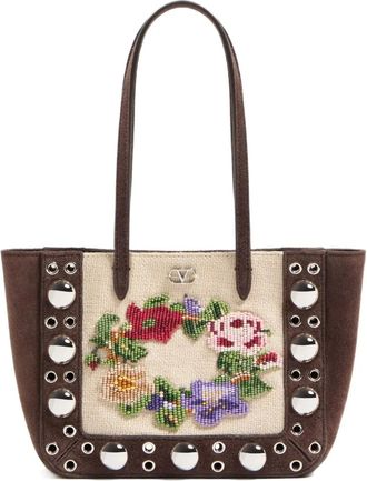 Valentino Garavani Borsa tote Nellocte mini con ricamo - Marrone