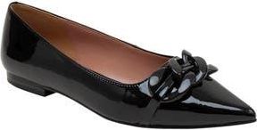 Linea Paolo Nora Pointed Toe Flat in Black Patent at Nordstrom Rack, Size 5.5