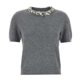 Tory Burch Dames, Truien, Grijs, Maat: M Kasjmier