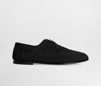 Dolce & Gabbana Woven Fabric Derby Shoes - Man Lace-ups Black 40.5