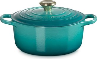 LE CREUSET Signature 4.5-Quart Round Enamel Cast Iron Dutch Oven in Riviera at Nordstrom