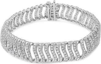 House of Brilliance Silver 5.00 Cttw Round-Cut Diamond S Link Bracelet in White at Nordstrom