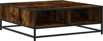 vidaXL Vidaxl - Mesa De Centro Madera Ingenier&iacute;a Metal Roble Ahumado 80x80x30cm