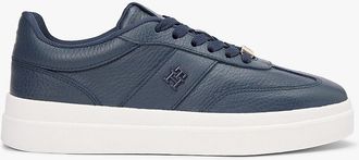 Tommy Hilfiger Womens Pebbled Leather Court Sneaker - Navy - US 6.5 / EU 37