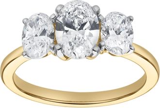 LuvMyJewelry Delila 14K Gold Oval Cut Lab Grown Diamond Trinity Ring - 2 ct