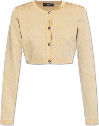 Versace Cardigan met logo - Dames - Vesten - Beige - S - Truien & Vesten