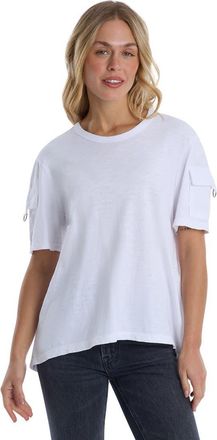 Wilt Round Neck Short Sleeve Hi-Lo in White at Nordstrom, Size X-Small