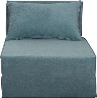 Miliboo Miliboo - Sill&oacute;n Cama De 1 Plaza De Tejido Efecto Aterciopelado Azul Victor