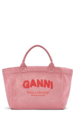 Ganni XXL Beach Resort Shopper in Parfait Pink at Nordstrom