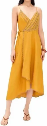 Farm Rio Bananas Midi Wrap Dress In Yellow
