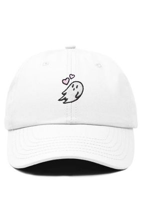Dalix Heartly Ghost Embroidered Cap in White at Nordstrom