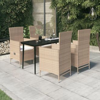 vidaXL Juego De Comedor De Jard&iacute;n 5 Piezas Con Cojines Beige Vidaxl
