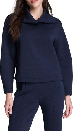 Spanx AirEssentials Brushed Collar Sweatshirt in Heather Timeless Navy at Nordstrom Rack, Size X-Small
