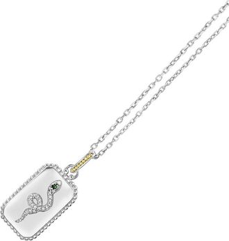 Phillip Gavriel 18K Over Silver 0.10 Ct. Tw. Diamond & Tsavorite Serpent Medallion Tag Necklace