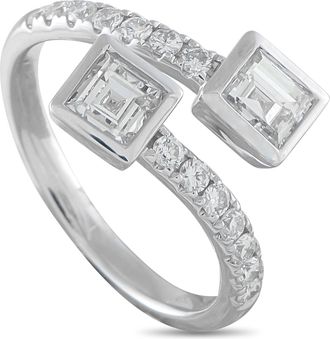Luxury Bazaar 18K White Gold 1.42ct Diamond Bypass Ring ALR-20681