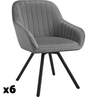 TecTake 6 Sillas de comedor giratoria 360&ordm; de terciopelo 58x58x82 cm gris